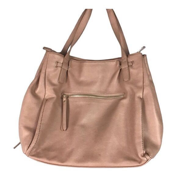 Urban Expressions Taupe Faux Leather Medium Zip Top Tote Purse Handbag Neutral - Picture 4 of 16